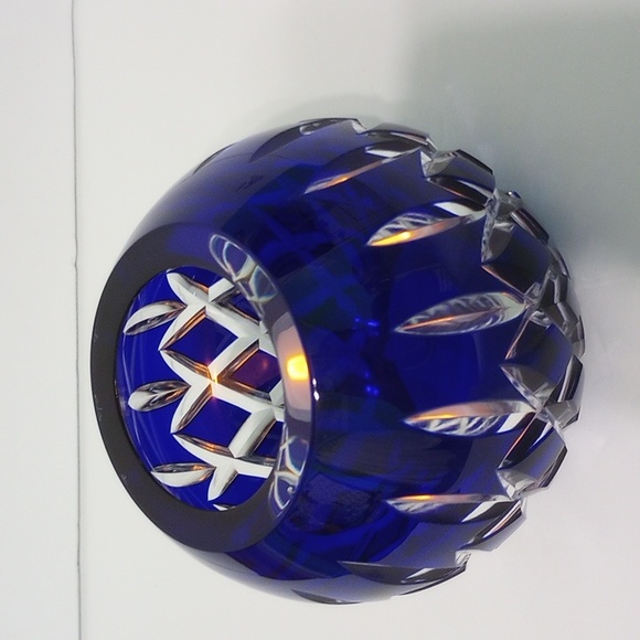 Vintage Bohemian Czech Glass Cobalt Blue Cut Cut to Clear Voltive - Picture 6 of 8